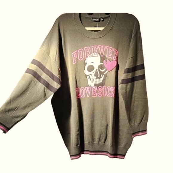 TORRID LOVESICK Plus Size Warm Crew Neck Skull Heart Graphic Sweater 3X - Picture 3 of 16